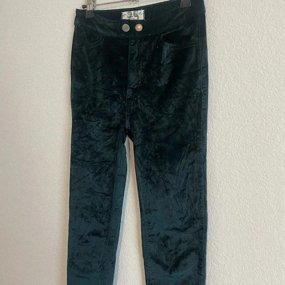Free People Sweet Jane Velvet Jeans Green Womens Skinny Size 25 - Picture 6 of 9